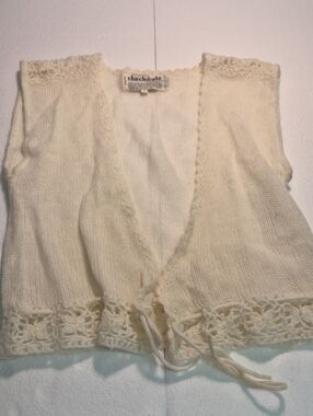 Vintage 1980s Boho Knit Vest L